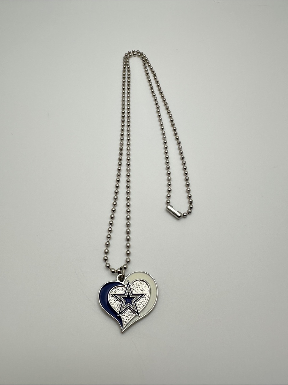 Heart and Star Pendant Necklace in Silver and Navy